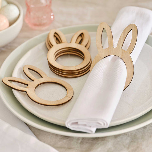 Wooden Easter Bunny Napkin Ring Holders