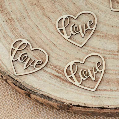 Wooden Heart Love Table Scatter Confetti