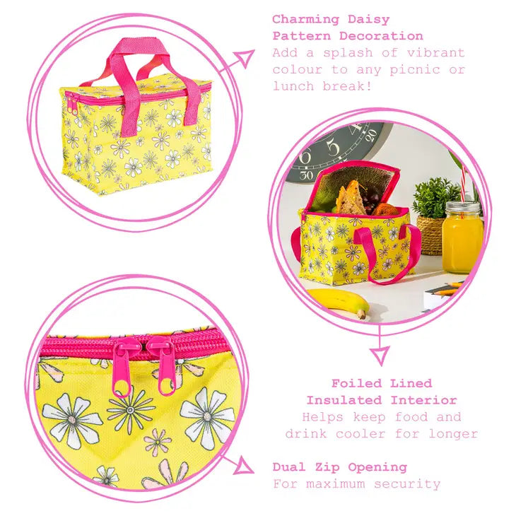 Yellow Daisy Flowers Mini Lunch Box Insulated Bag