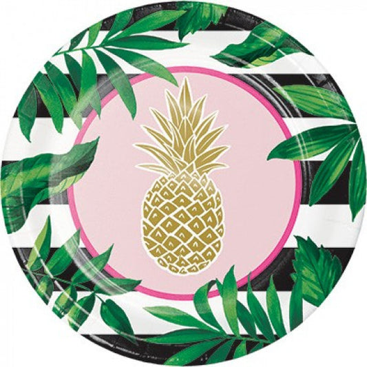 Large Pineapple & Leaves Paper Party Plates