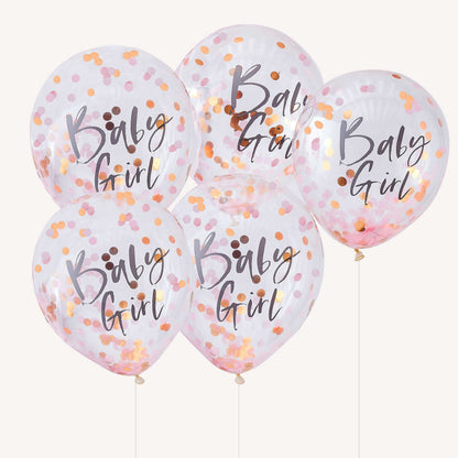 baby girl rose gold confetti baby shower gender reveal balloons party decoration