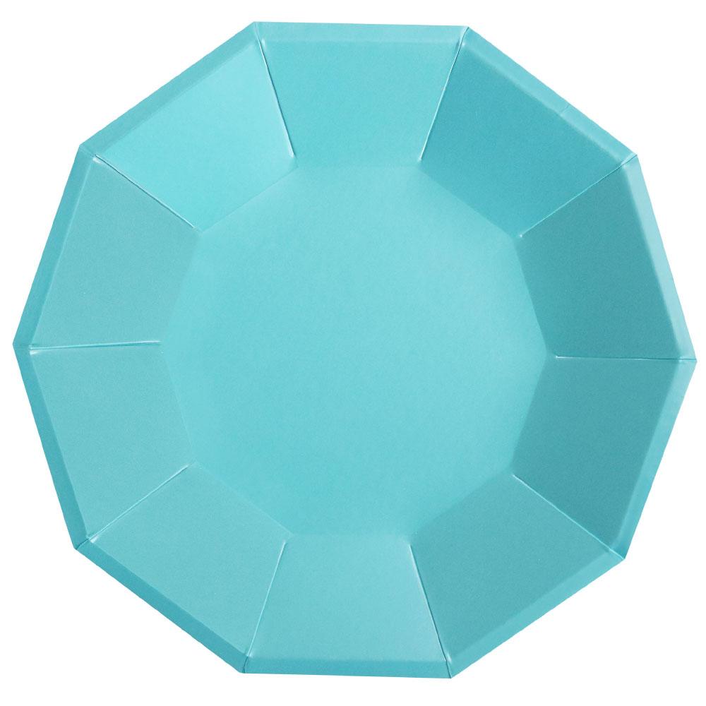 Pastel Blue Foil Decagon Dinner Paper Party Plate