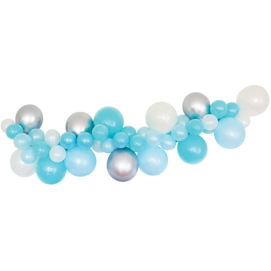 blue silver white balloon garland arch DIY kit party decoration