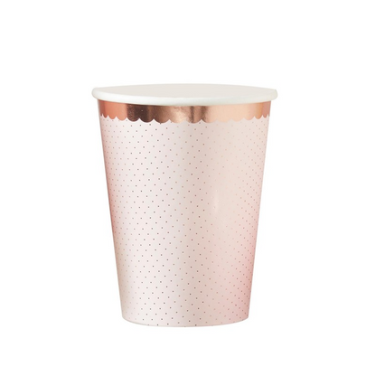 ditsy floral pink and rose gold paper party cups baby shower garden party tea party bridal shower birthday hens party decorations