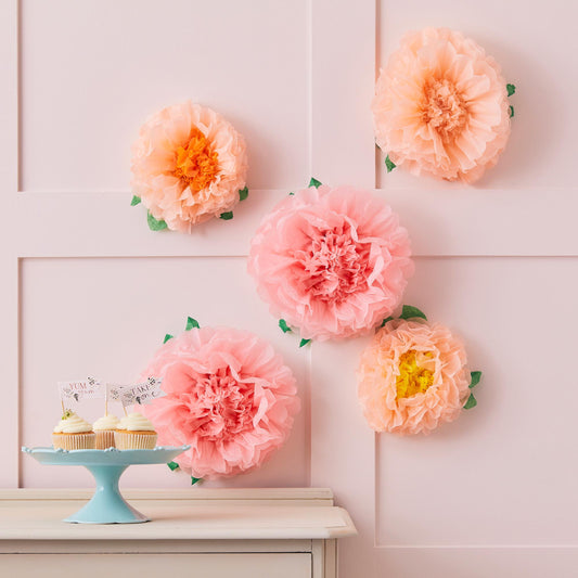 Let's Par Tea Flower Tissue Paper Pom Poms