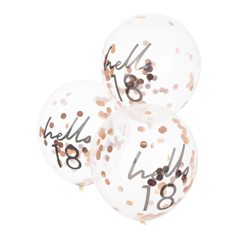 Rose Gold Confetti Hello 18 18th Birthday Party Balloons