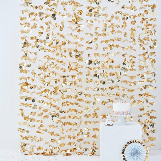 gold flower hanging backdrop curtain for gold theme birthday party or hens party decorations