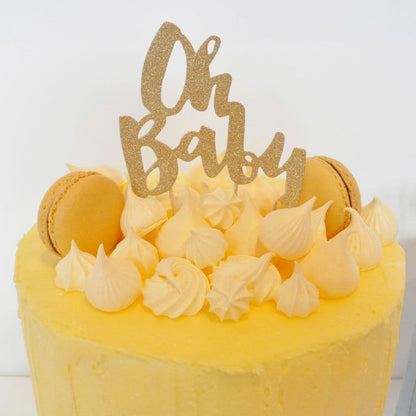 Gold Glitter Oh Baby Shower Party Cake Topper