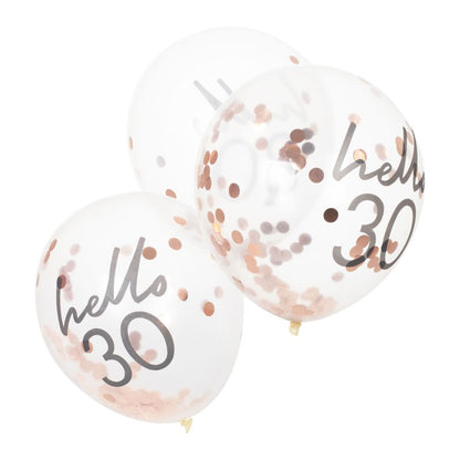 Hello 30 Rose Gold Confetti 30th Birthday Party Balloons