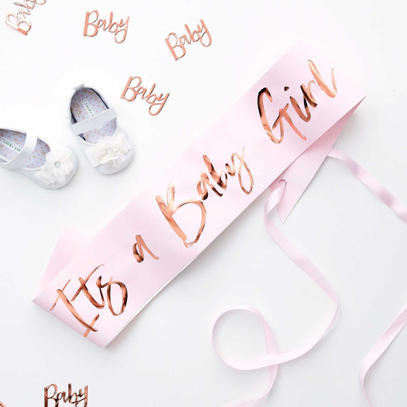 It's a Baby Girl Pink Baby Shower Gender Reveal Sash