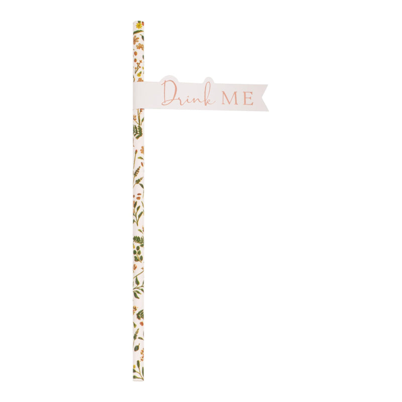 Let's Par Tea Floral Drink Me Paper Party Straws