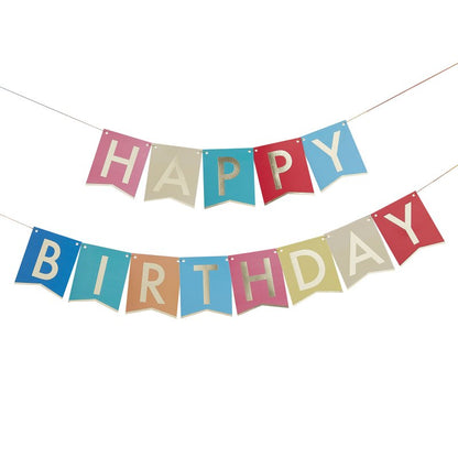 rainbow bright colourful happy birthday party banner bunting decoration