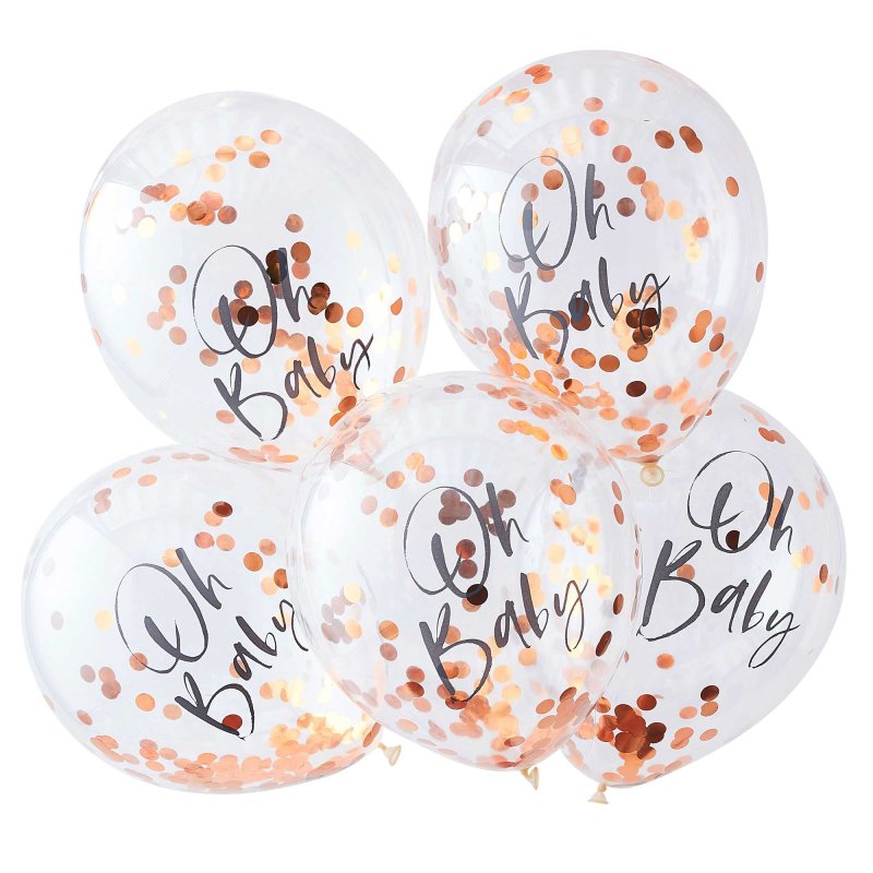 Oh Baby Rose Gold Gender Reveal Baby Shower Balloons