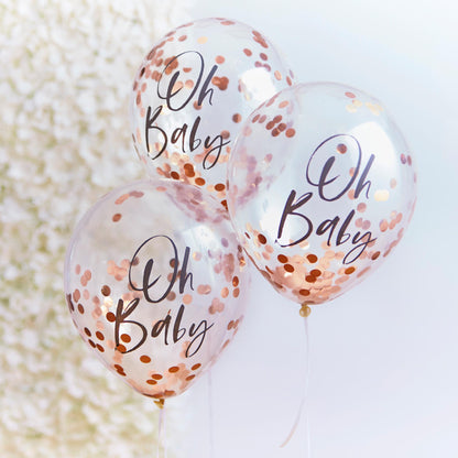 Oh Baby Rose Gold Gender Reveal Baby Shower Balloons