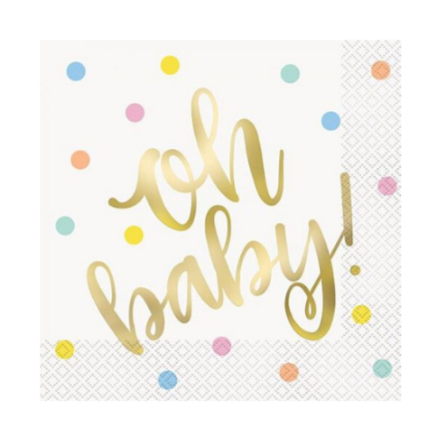 Pastel Oh Baby Shower Paper Party Napkins Serviette