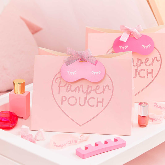 Pamper Pouch Pink Glitter Paper Party Bags