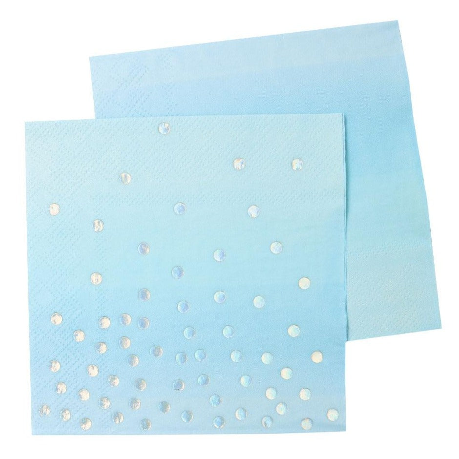 Pastel Blue Iridescent Holographic Napkins Serviettes