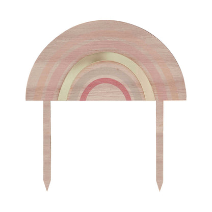 Pastel Nude Wooden Rainbow Cake Topper