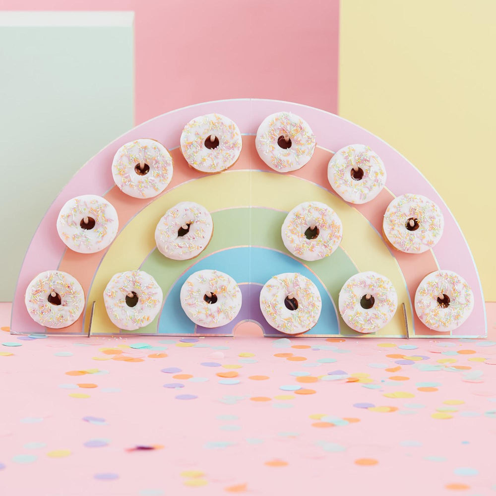 Pastel Rainbow Doughnut Arch Wall Party Stand