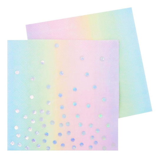 Pastel Rainbow Iridescent Holographic Napkins Serviettes