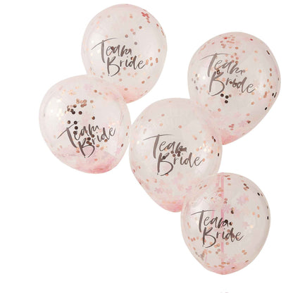 Pink Rose Gold Floral Flower Team Bride Hens Party Balloons