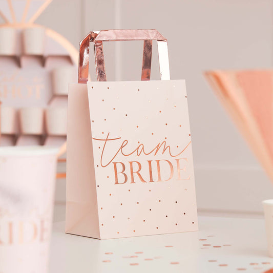 Pink Rose Gold Team Bride Bridal Shower Hens Party Bags