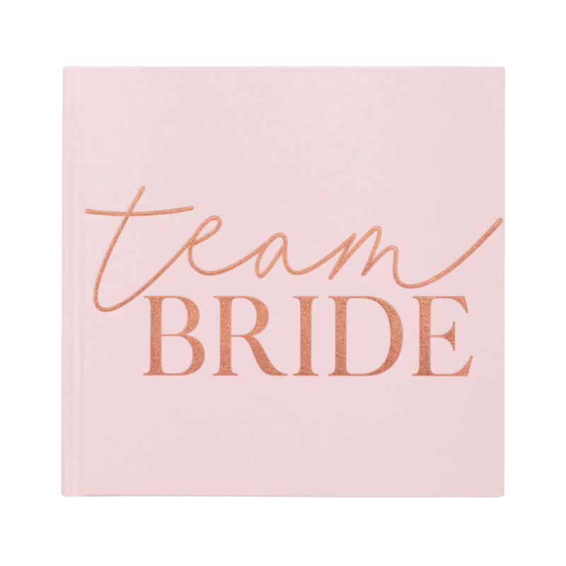 Pink Rose Gold Team Bride Bridal Shower Guest Book Keepsake Gift