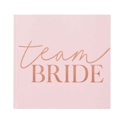 Pink Rose Gold Team Bride Bridal Shower Guest Book Keepsake Gift