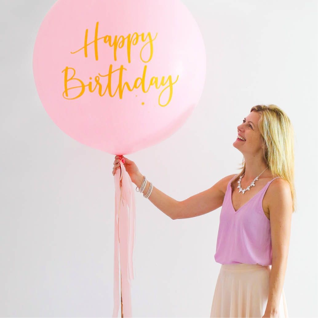 Pink & Gold Jumbo Happy Birthday Party Balloon 90cm