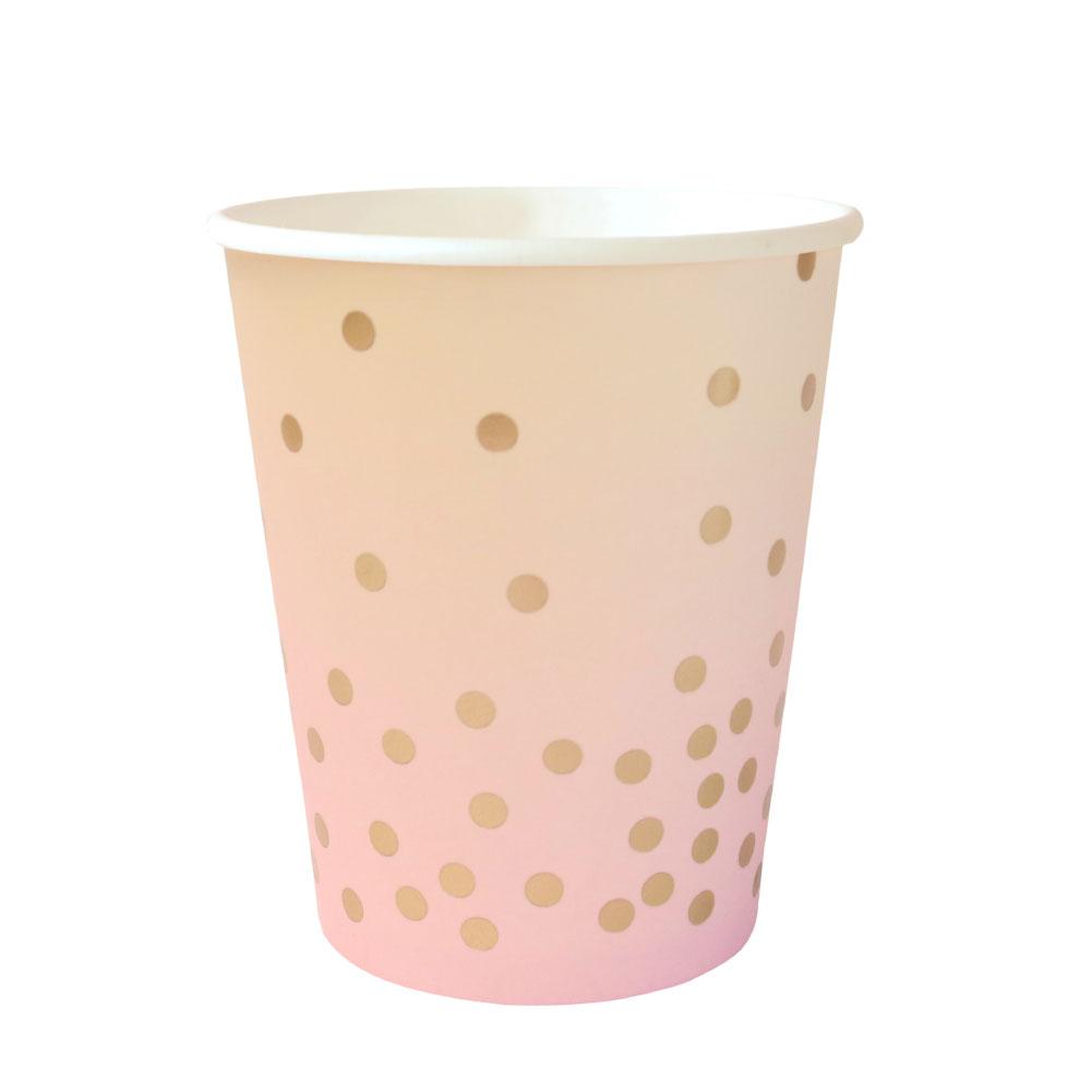 Pink, Peach & Gold Paper Party Cups