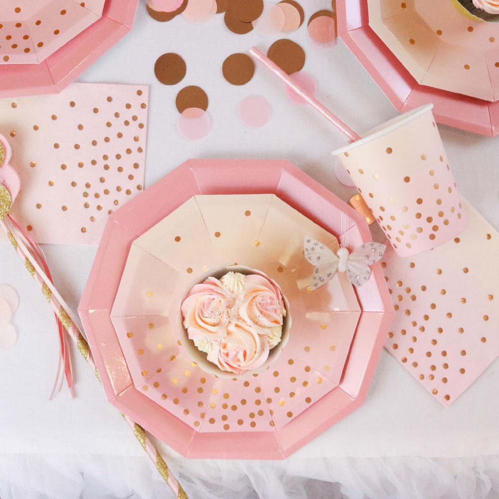 Pink, Peach & Gold Paper Party Cups