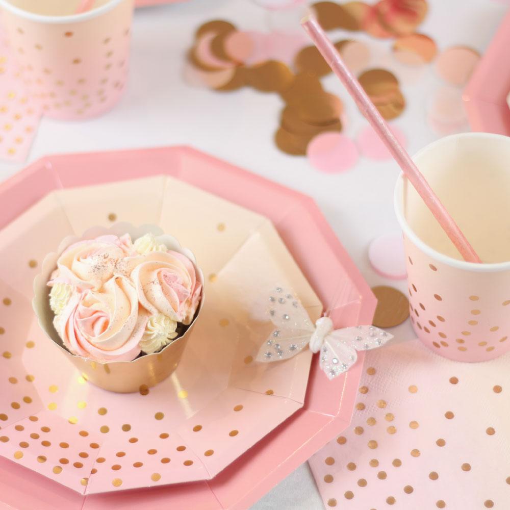 Pink, Peach & Gold Paper Party Cups