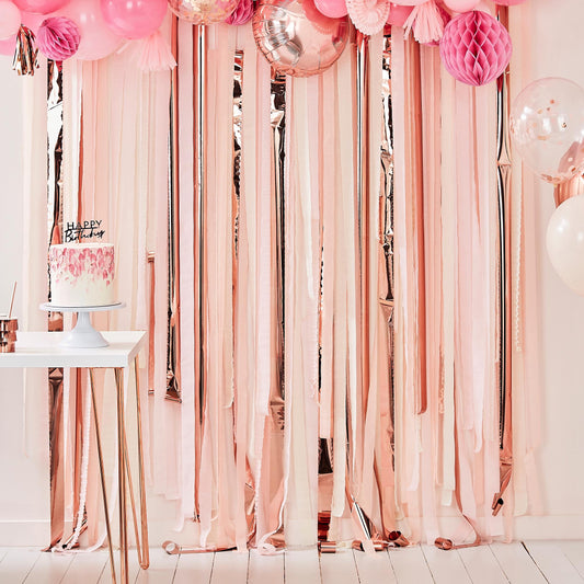 Pink & Rose Gold Hanging Streamer Party Backdrop