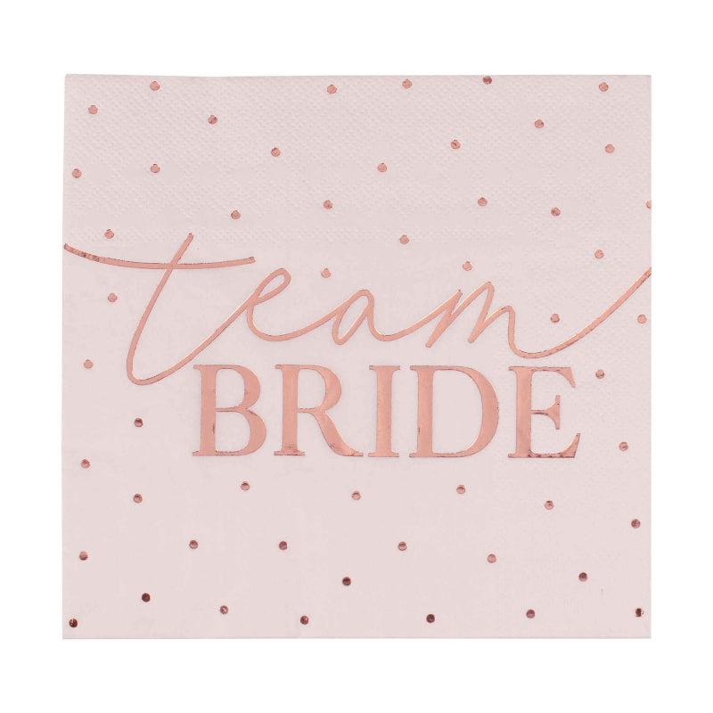 Pink Rose Gold Team Bride Hens Party Bridal Shower Napkin Serviettes