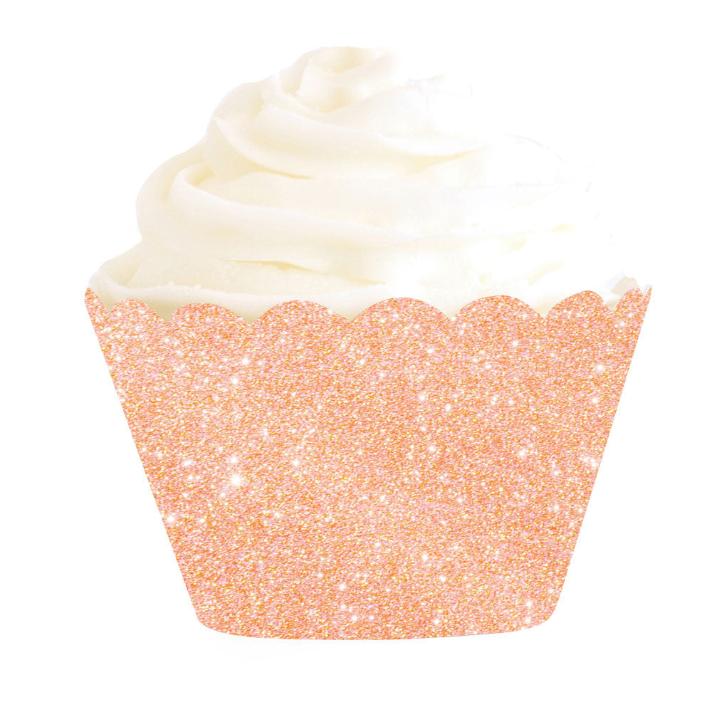 Rose Gold Glitter Card Party Cupcake Wrapper