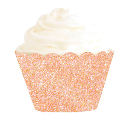 Rose Gold Glitter Card Party Cupcake Wrapper