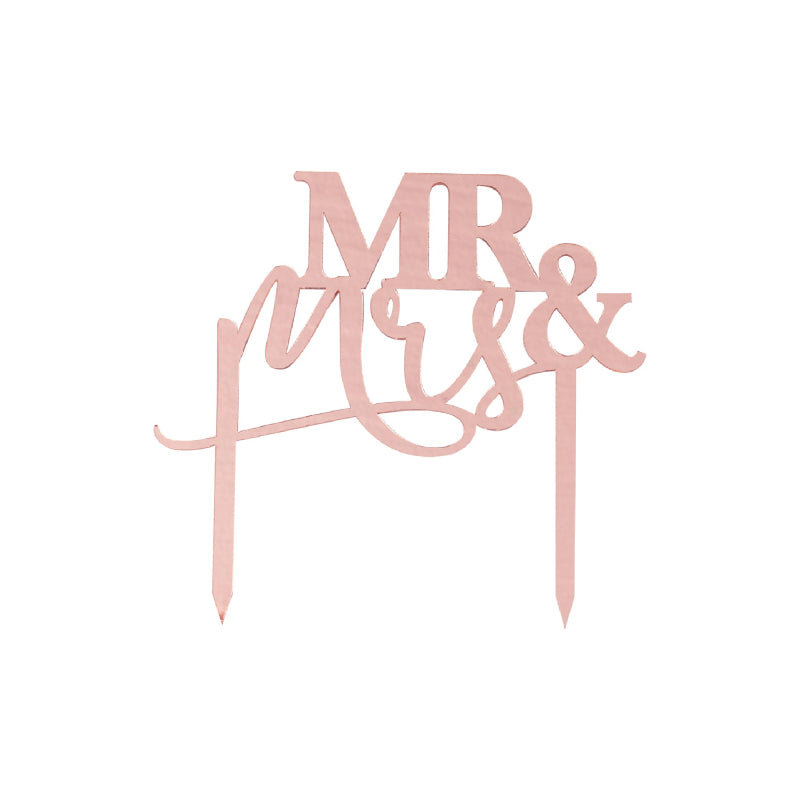 Rose Gold Acrylic Mr & Mrs Wedding Cake Topper