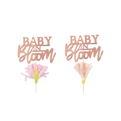 Rose Gold Baby in Bloom Baby Shower Cupcake Toppers