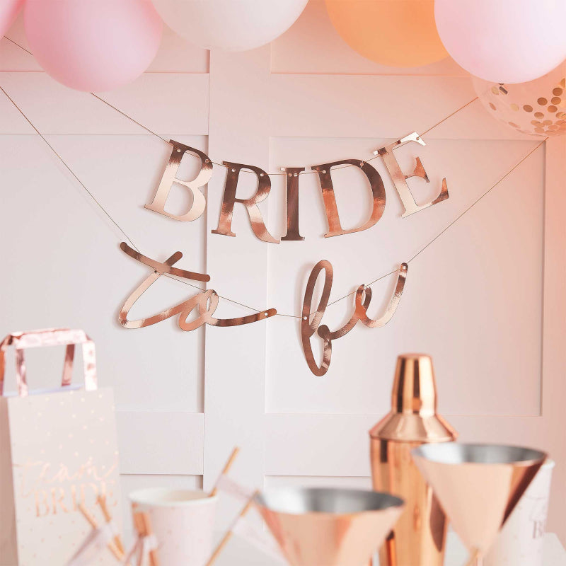 Rose Gold Bride To Be Bridal Shower Hens Party Banner Bunting