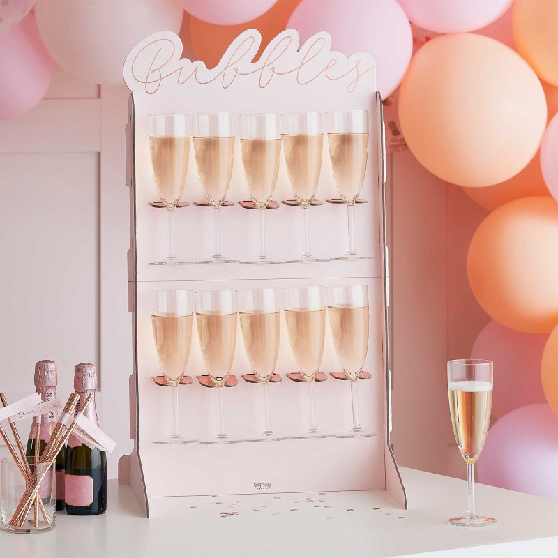 Rose Gold Bubbles Champagne Wine Glass Drink Holder Wall