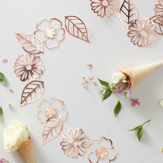 Rose Gold Ditsy Floral Hanging Banner Bunting