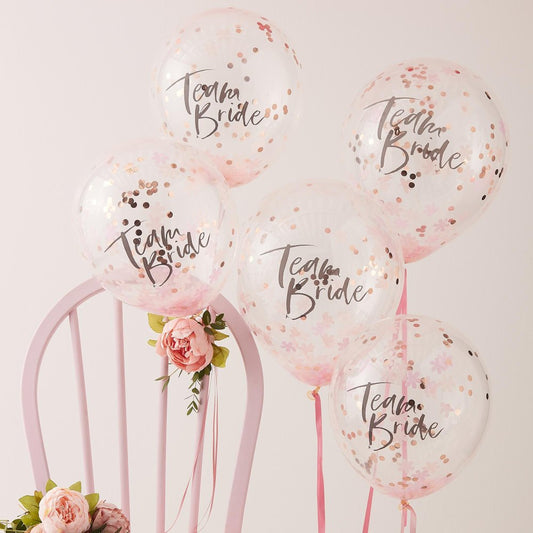 Pink Rose Gold Floral Flower Team Bride Hens Party Balloons