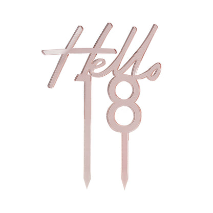 Hello 18 Rose Gold 18th Birthday Party Cake Topper