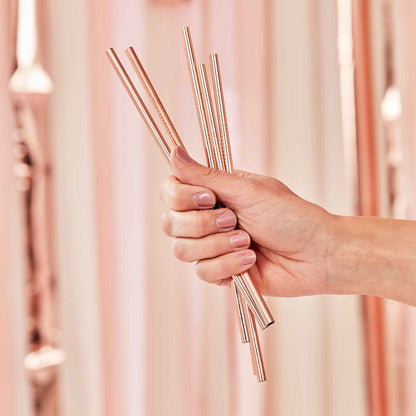 Rose Gold Stainless Steel Reusable Party Straws