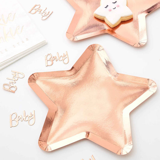 Rose Gold Star Shaped Paper Party Plates