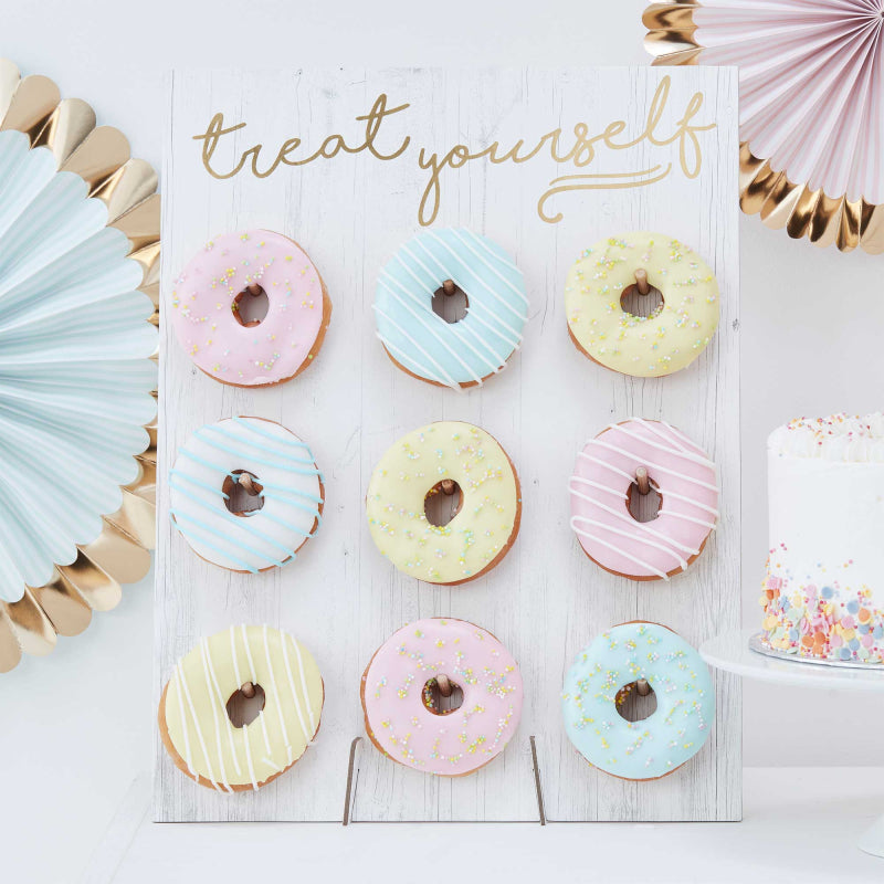 Treat Yourself Doughnut Wall White & Gold Party Stand