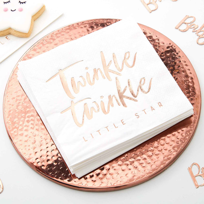 Twinkle Twinkle Little Star Baby Shower Rose Gold Napkin Serviettes