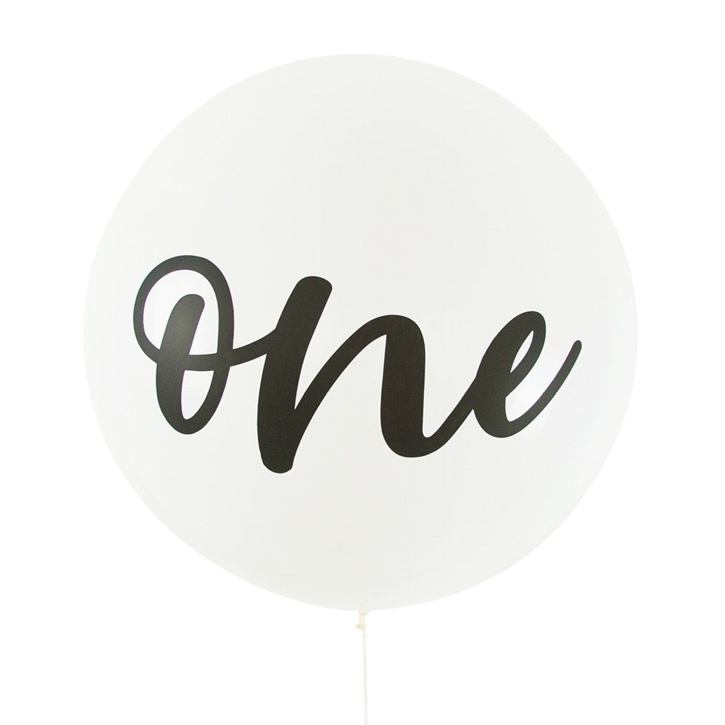 White & Black Jumbo One 1st Birthday Party Balloon 90cm