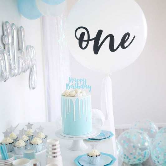 White & Black Jumbo One 1st Birthday Party Balloon 90cm