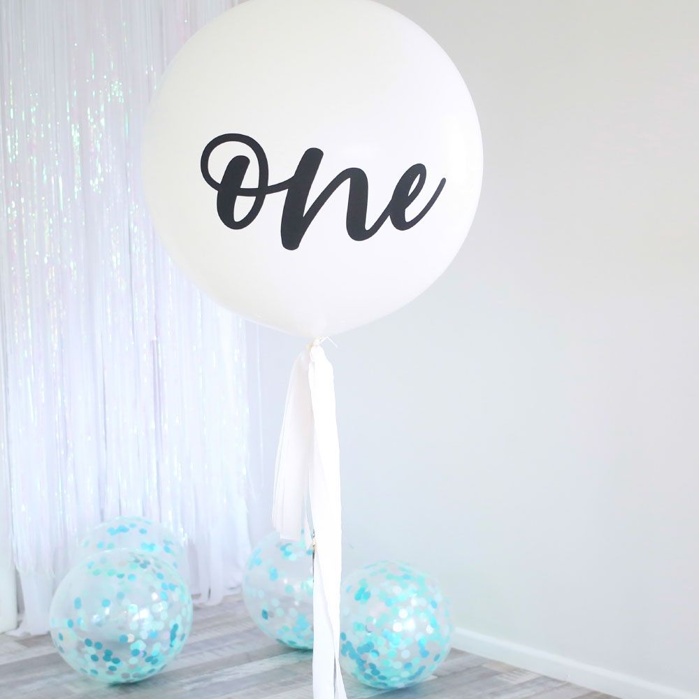 White & Black Jumbo One 1st Birthday Party Balloon 90cm